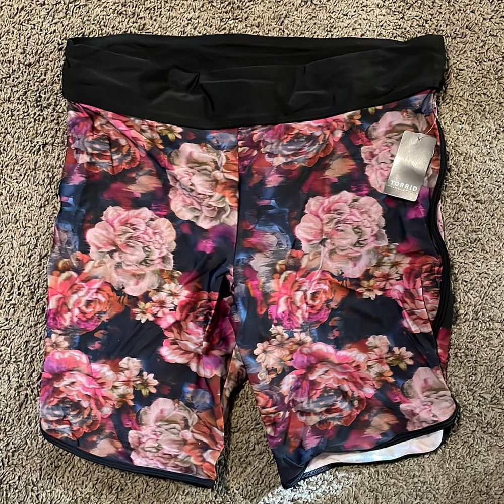 Torrid floral active swim shorts